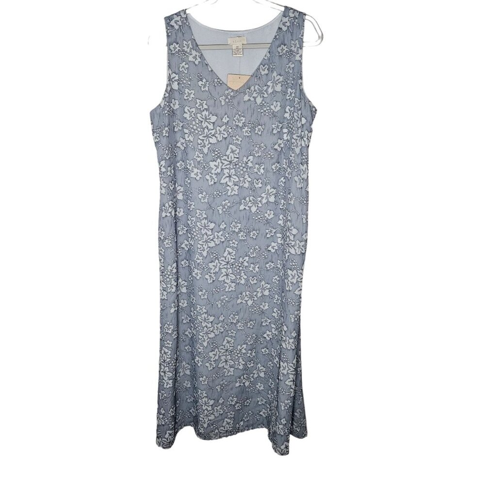 J. Jill Womans Maxi Dress NWT Size 16P Gray Floral Sleeveless Lined Burnout